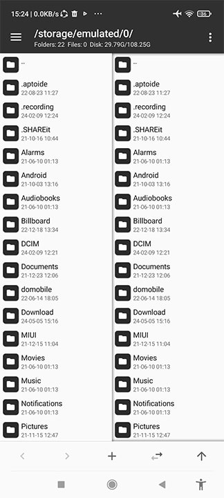 navigation through device storage